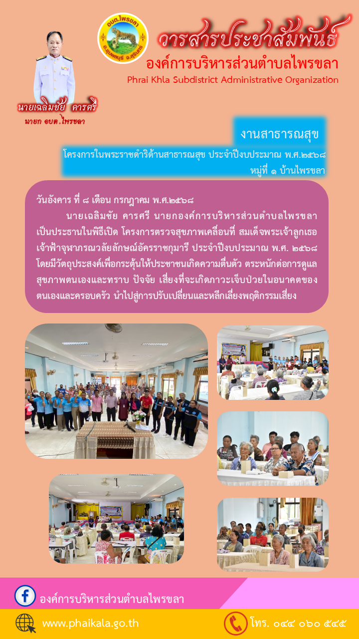 โครงการในพระราชดำริ ด้านสาธารณสุข ประจำปีงบประมาณ พ.ศ. 2568